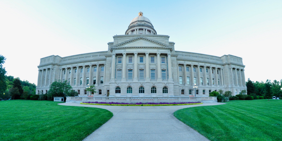 The south facade of the Kentucky State Capitol building located in Frankfort, Kentucky